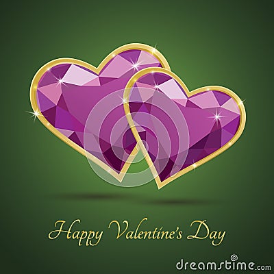 Valentineâ€™s day luxury magenta diamond heart Vector Illustration